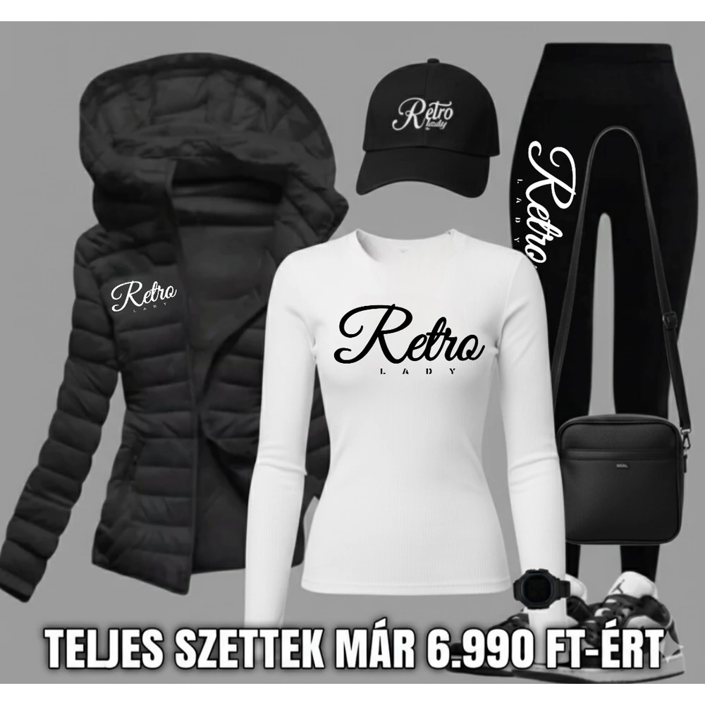  RETRO LADY fekete 3dbos szett NEW