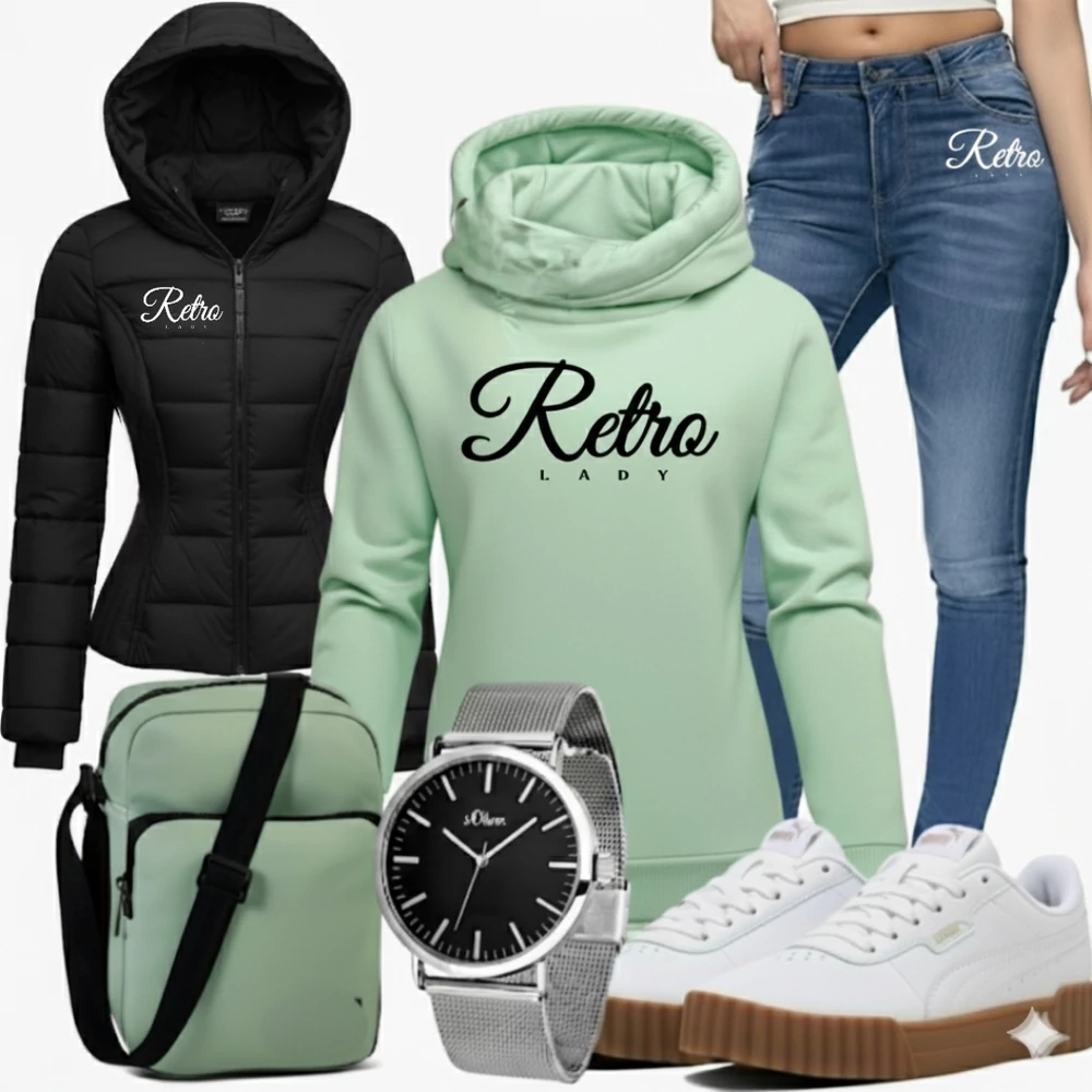  RETRO LADY  3dbos csomag menta pulcsival