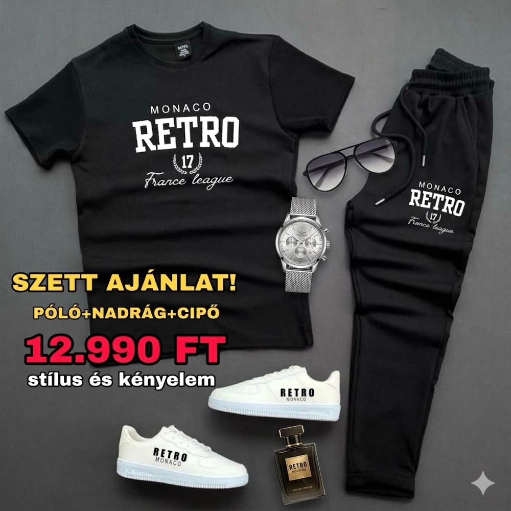 FÉRFI FEKETE SZETT AJÁNDÉK CIPŐVEL