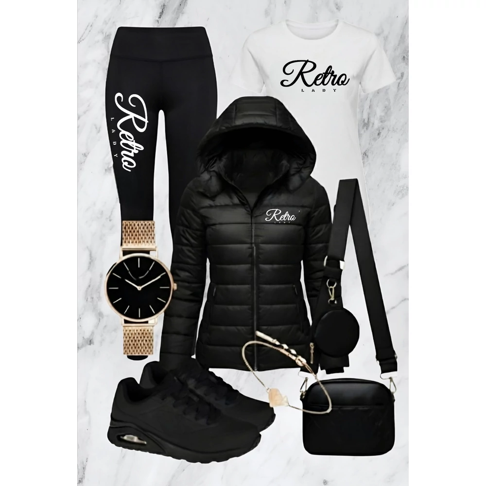 BLACKW SZETT LEGGINGS PÓLÓ DZSEKI CIPŐ