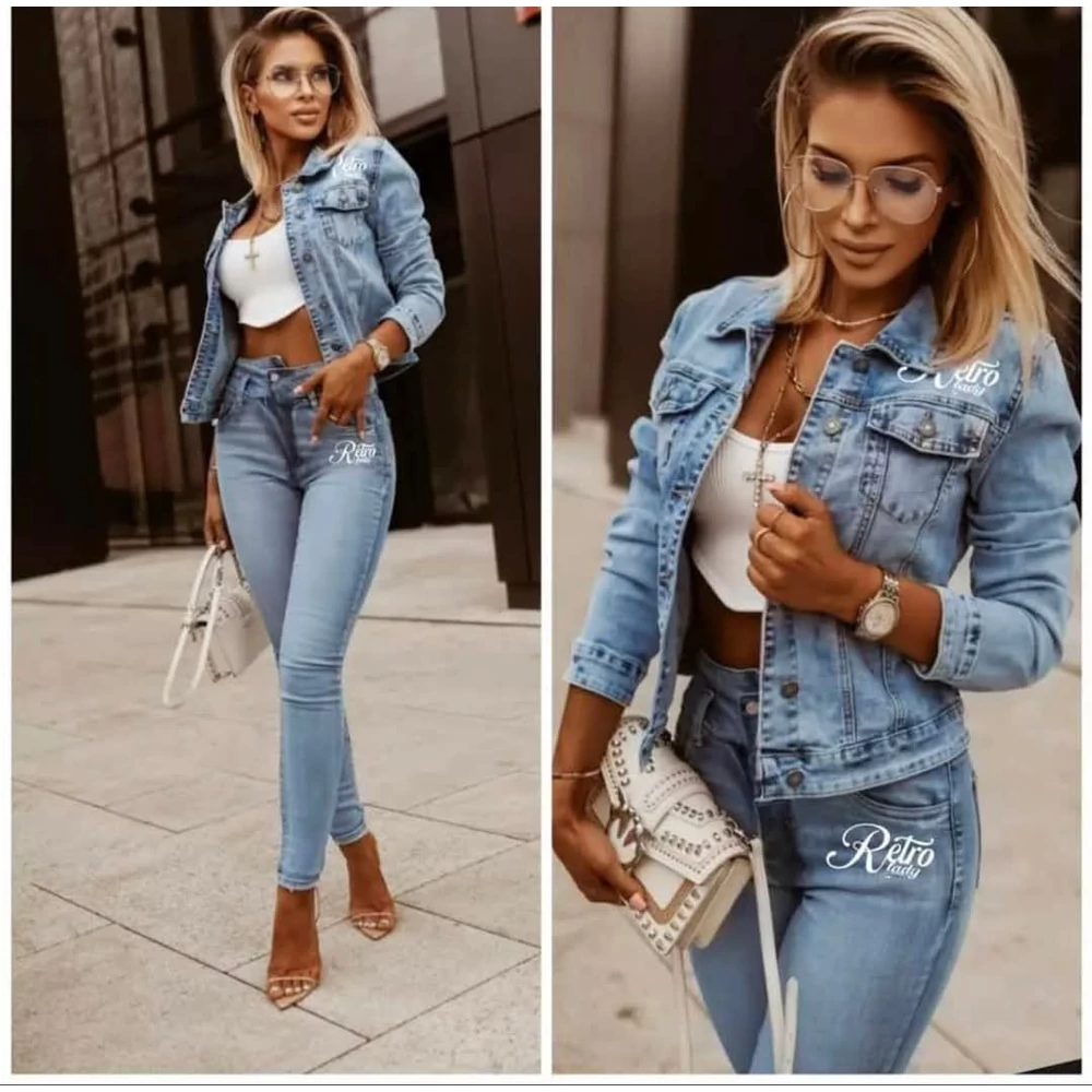 Retro Lady világoskék la jeans megaszett