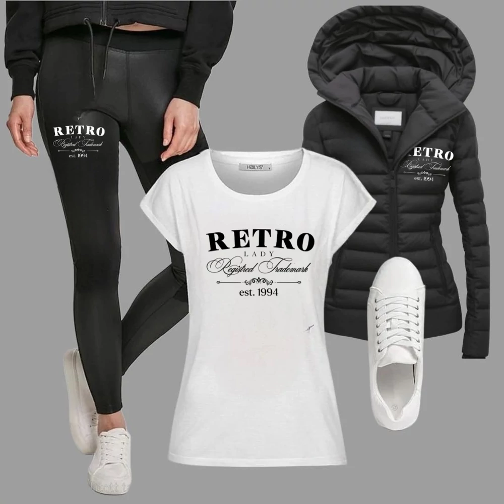 Cadillac fekete fehér szett: dzseki, leggings, póló