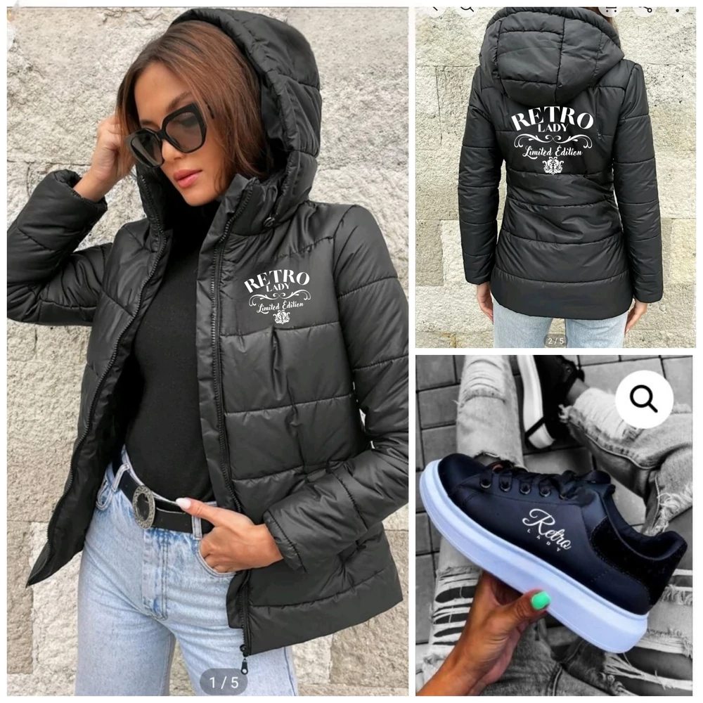 RETROLADY fekete cipő limited dzsekivel